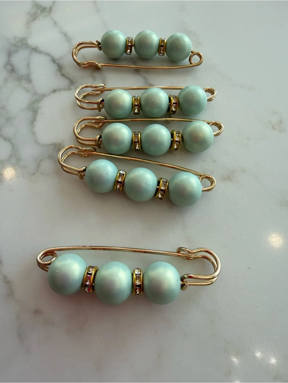Handmade Brooch Pin with Seafoam Green Pearl